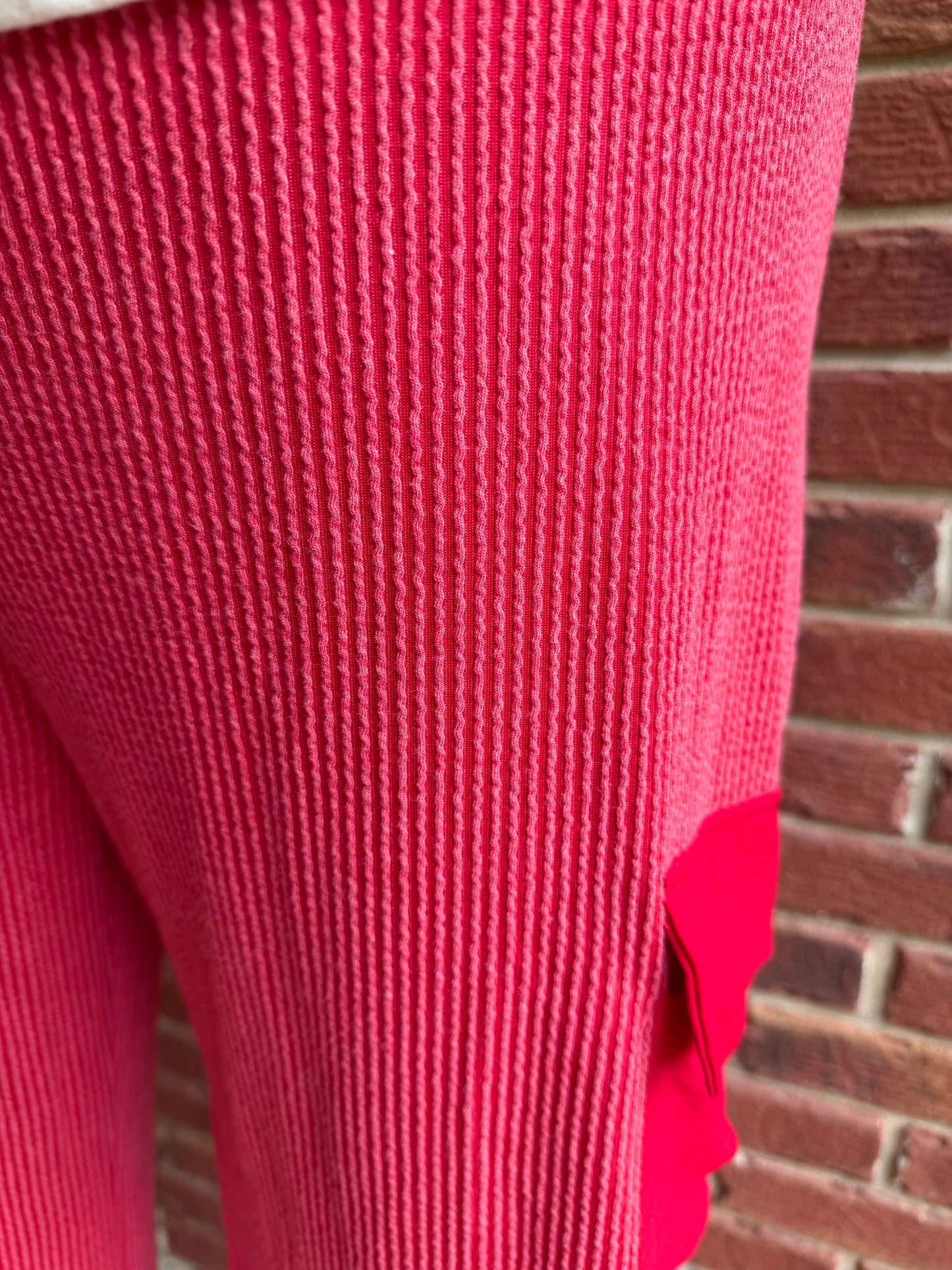 Plus Red Ribbed Pants