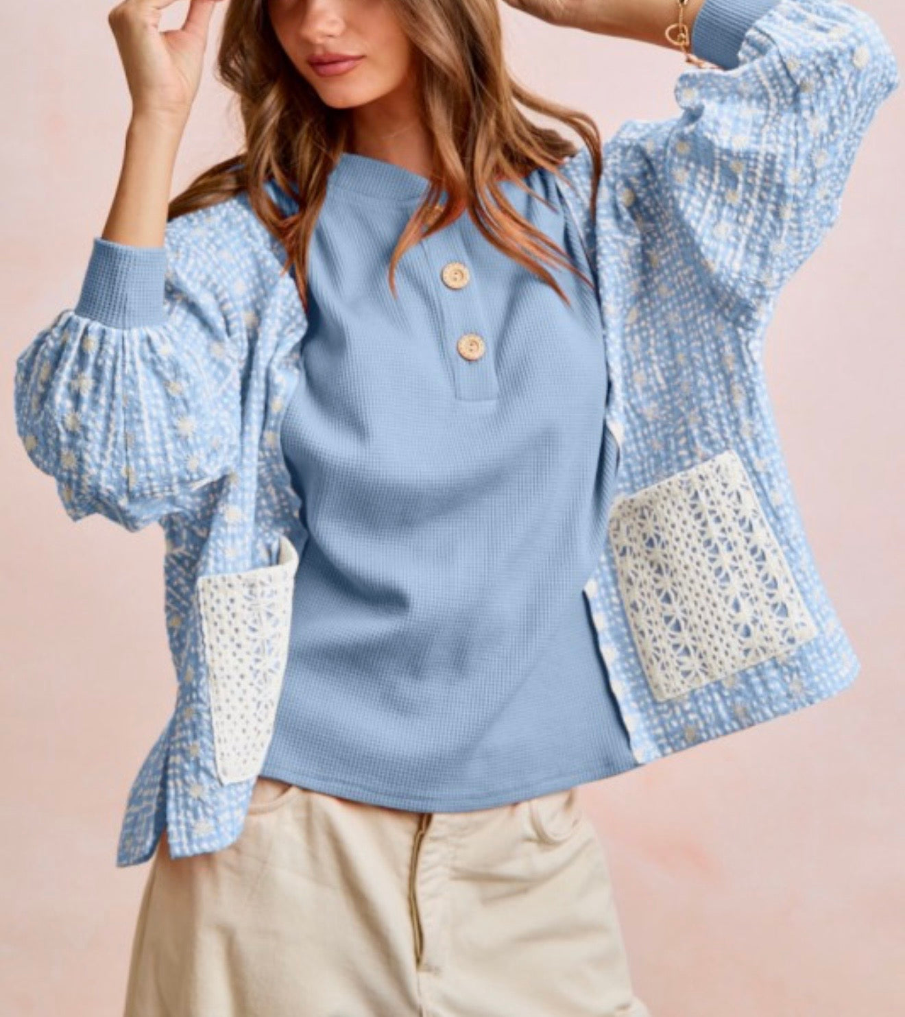 Oversized Mixed Pocket Top