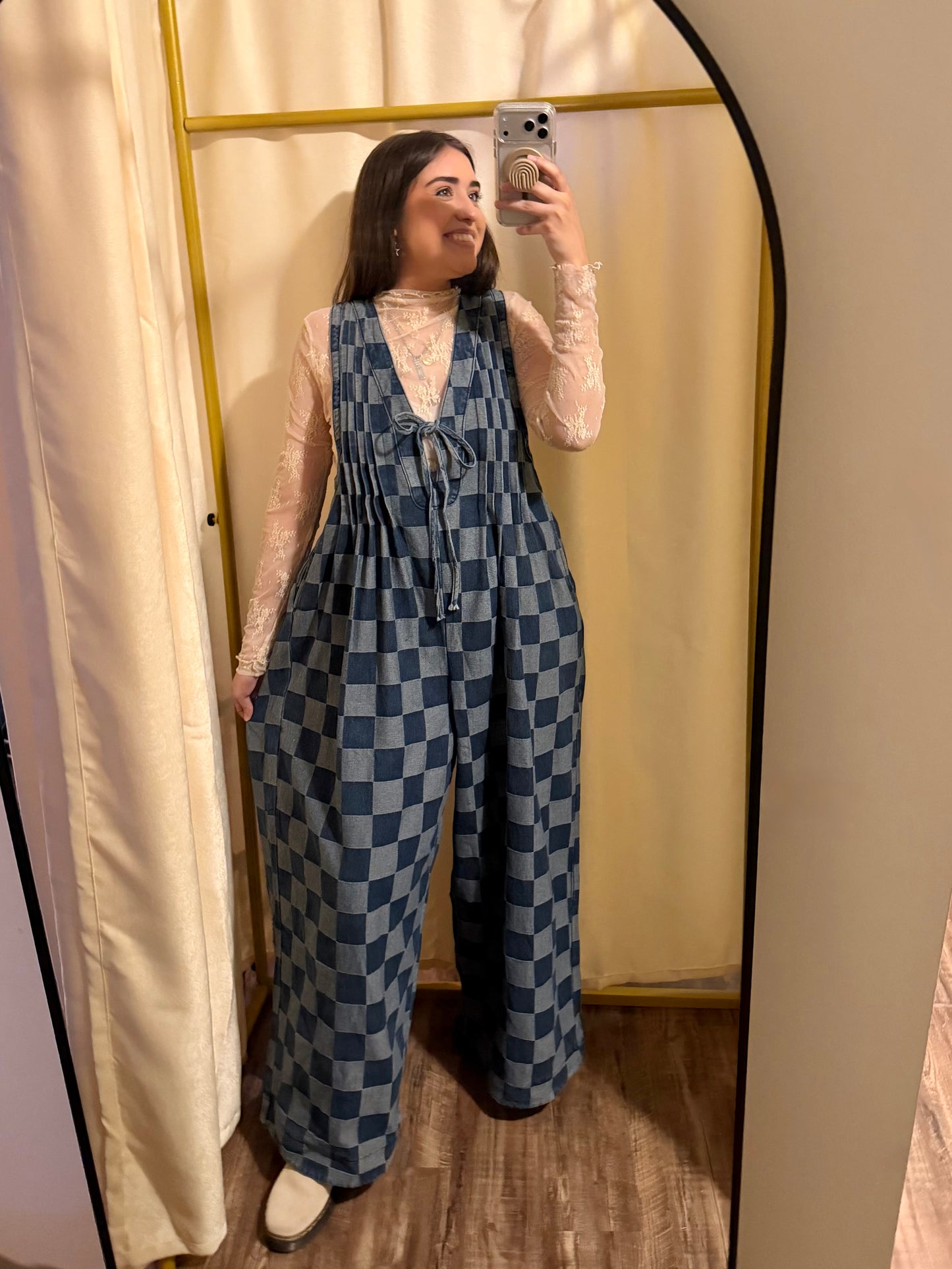 Denim Checkered Jumpsuit