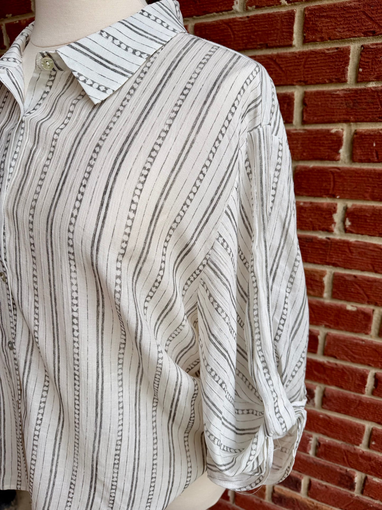 Plus Rolled Half Sleeve Stripe Top