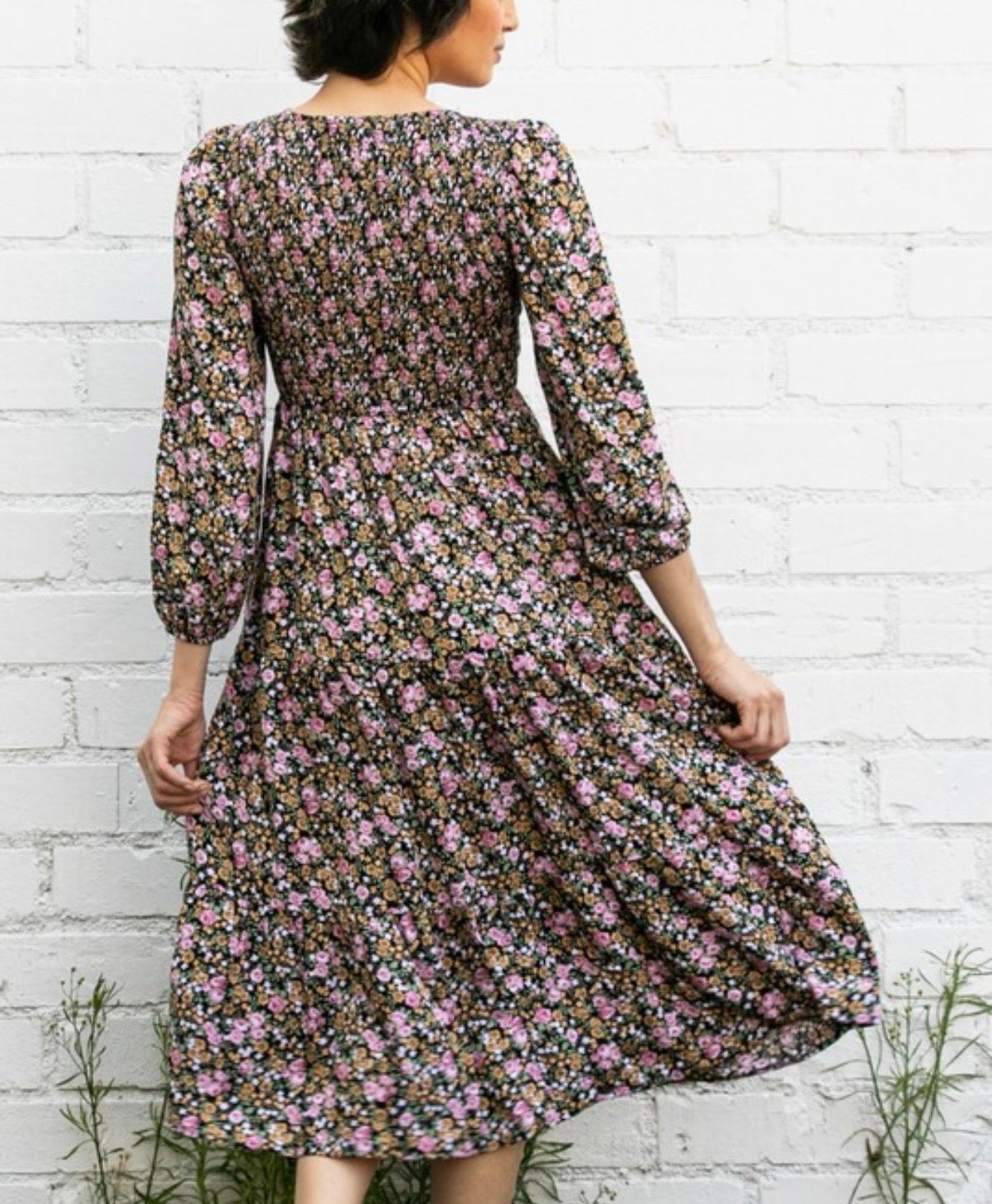 Floral Smocked Midi Dress