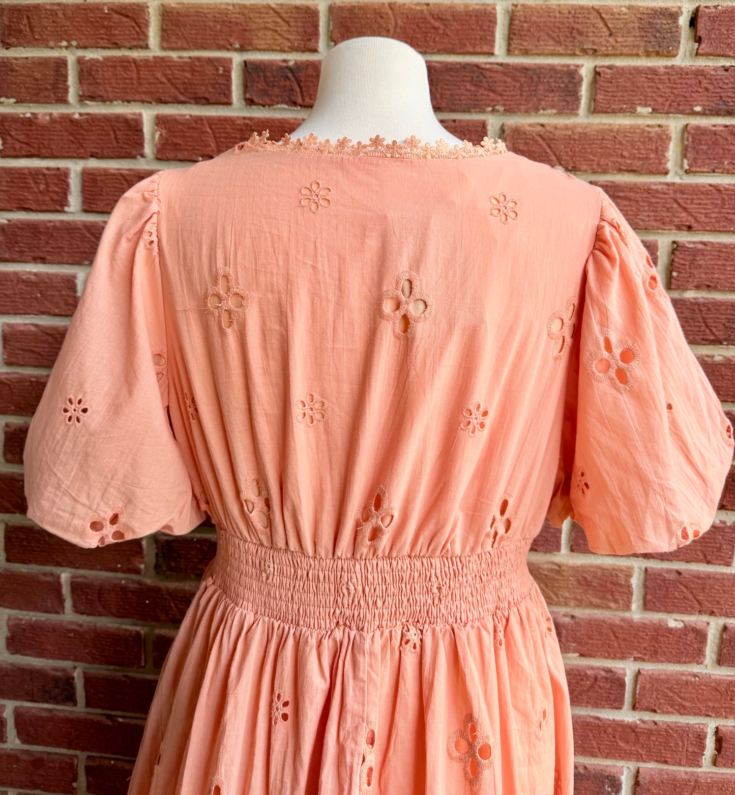Cotton Lace Button Midi Dress