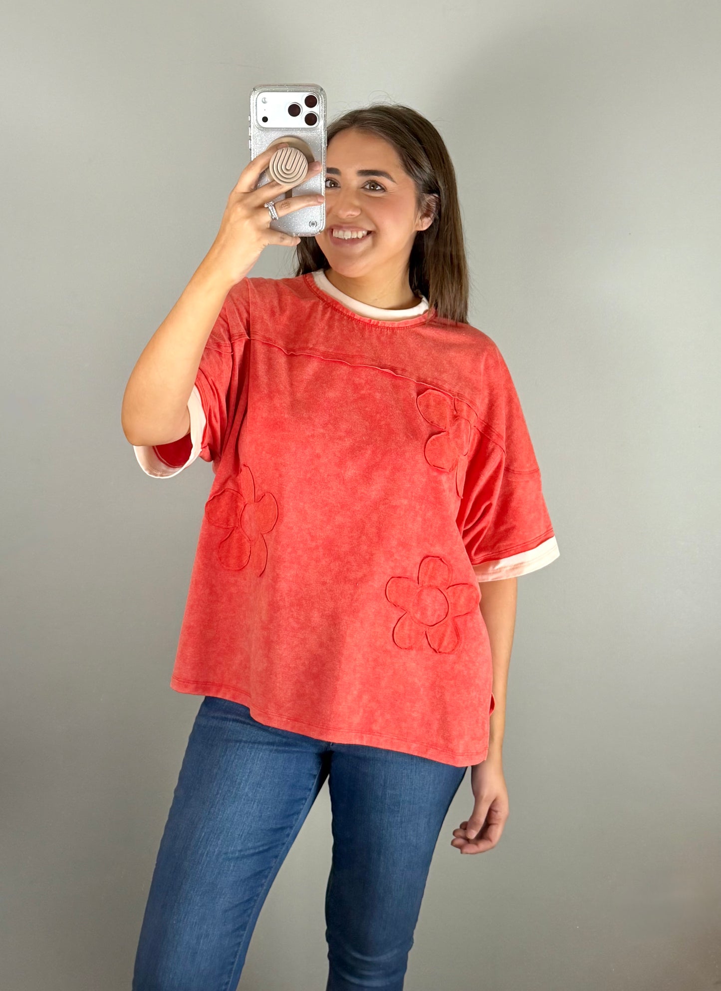 Plus Summer Floral Oversized Tee