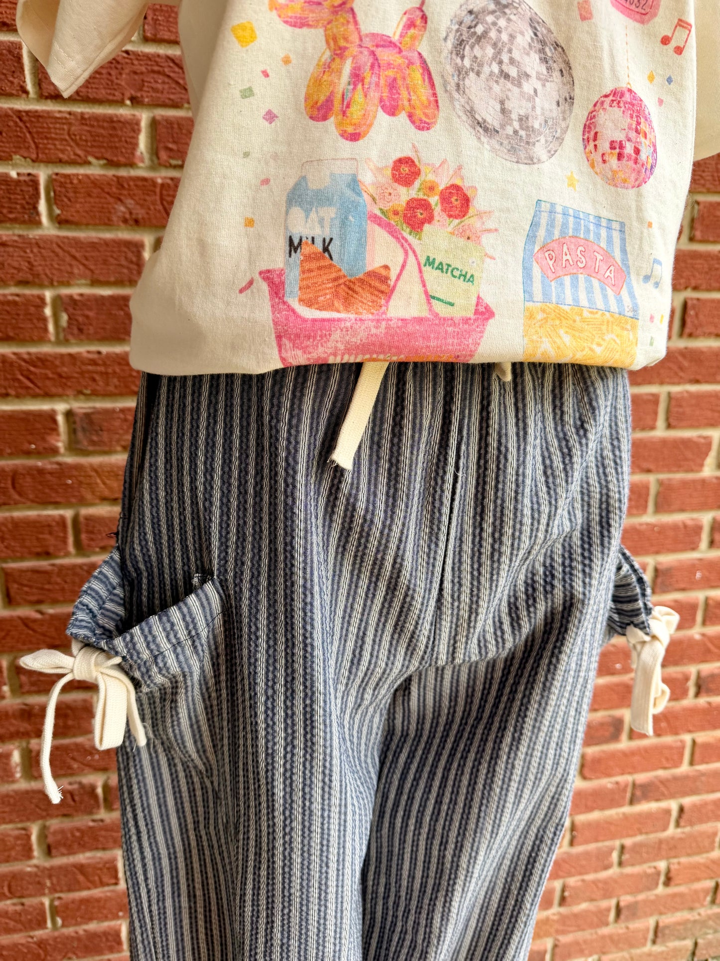 Bow Textured Woven Pants