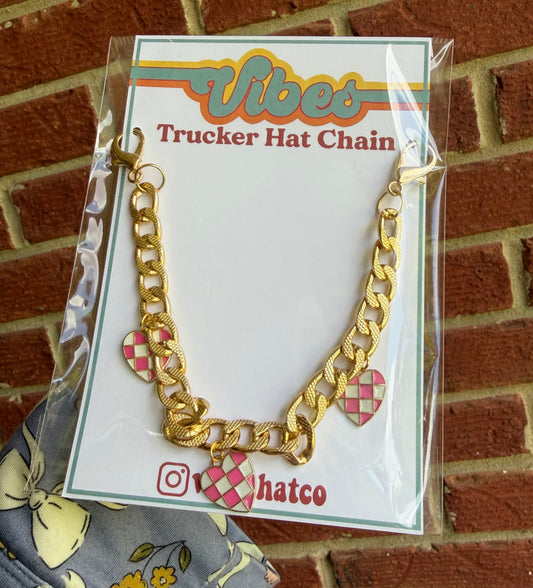 Check Heart Trucker Hat Chain