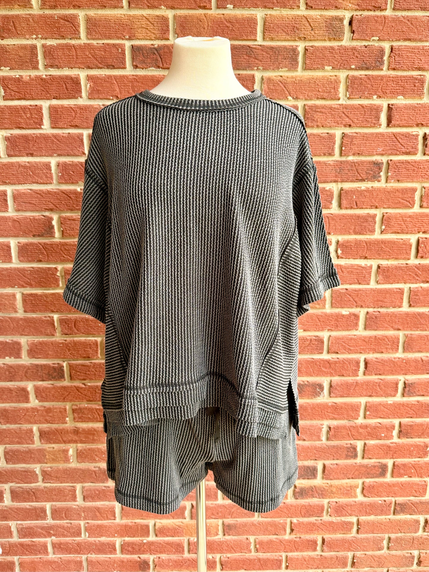 Ribbed Knit Comfy Top and Shorts Set