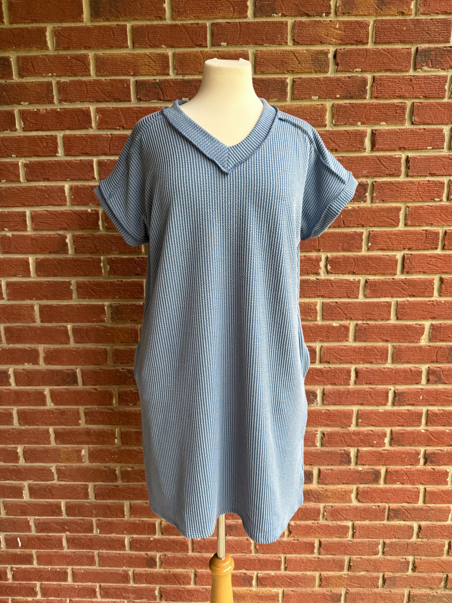 Denim Blue Ribbed Dress