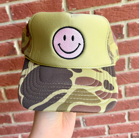 Smiley Camo Trucker Hat