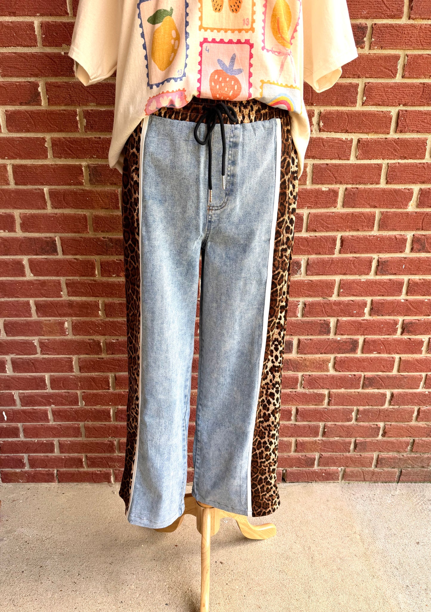Denim Leopard Pants