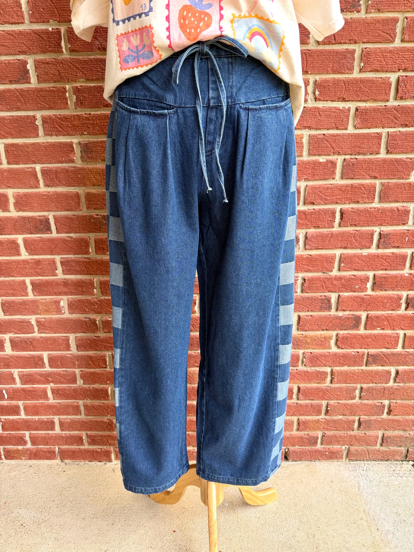 Denim Check Pants