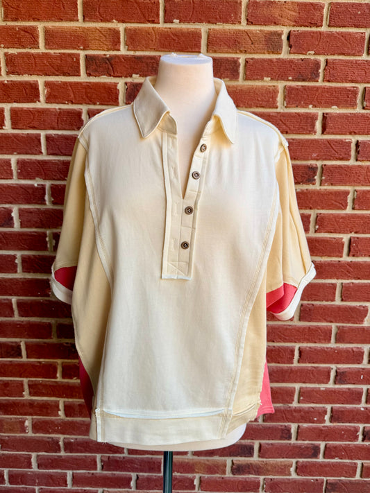 Oversized Casual Color Block Top