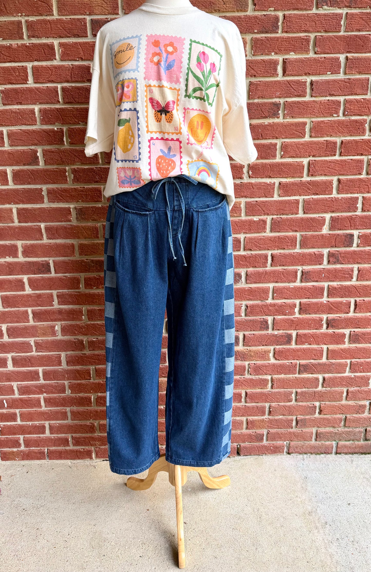 Denim Check Pants