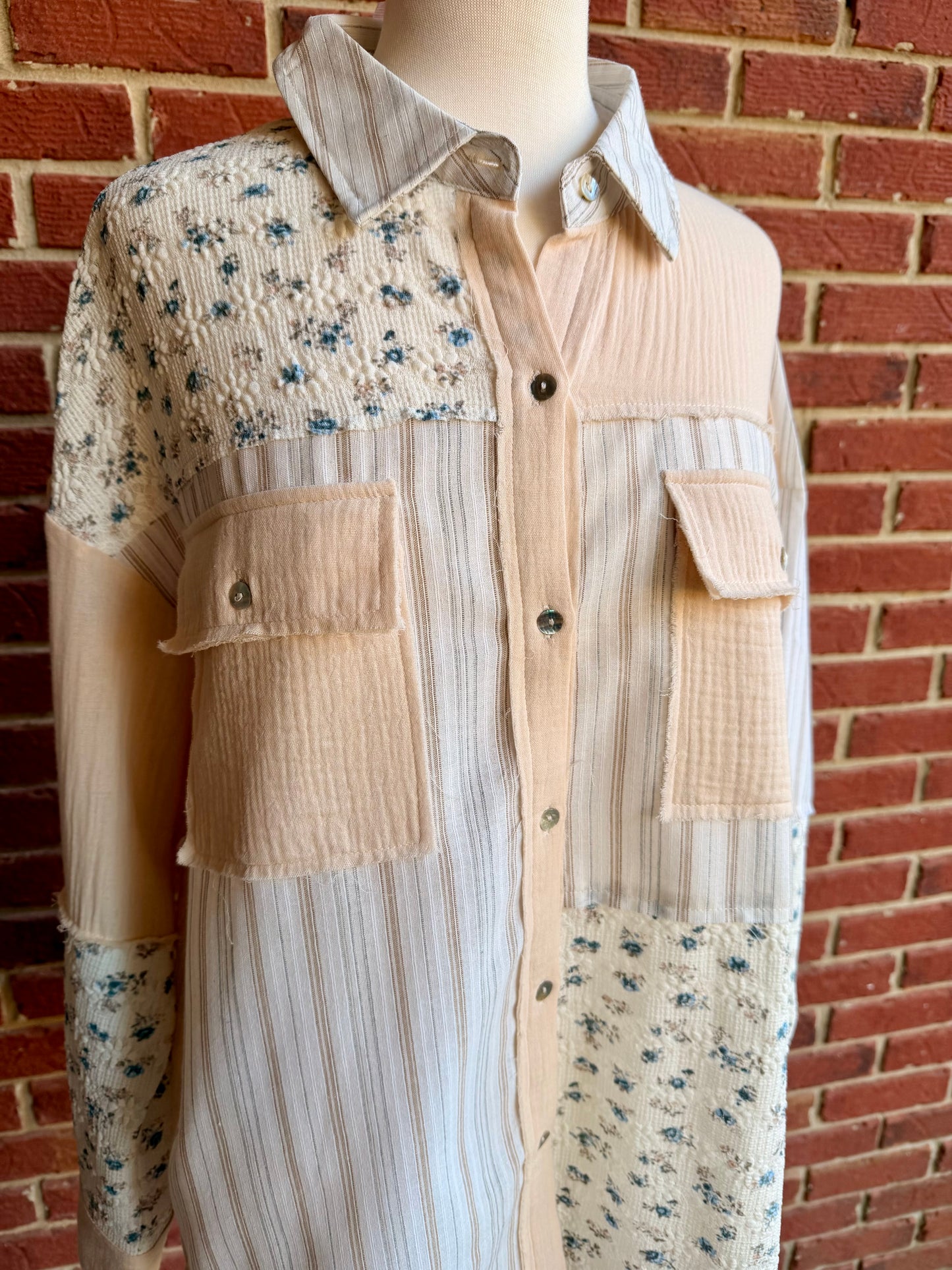 Oversized Floral and Stripe Shacket