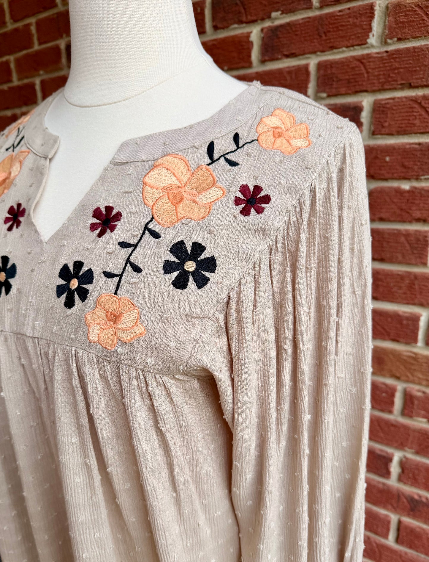 Plus Dot Embroidered Top