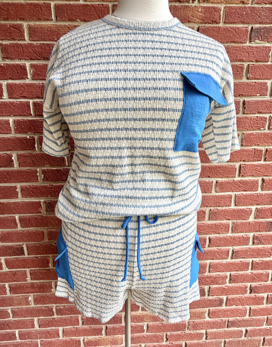 Plus Jacquard Textured Stripe Set