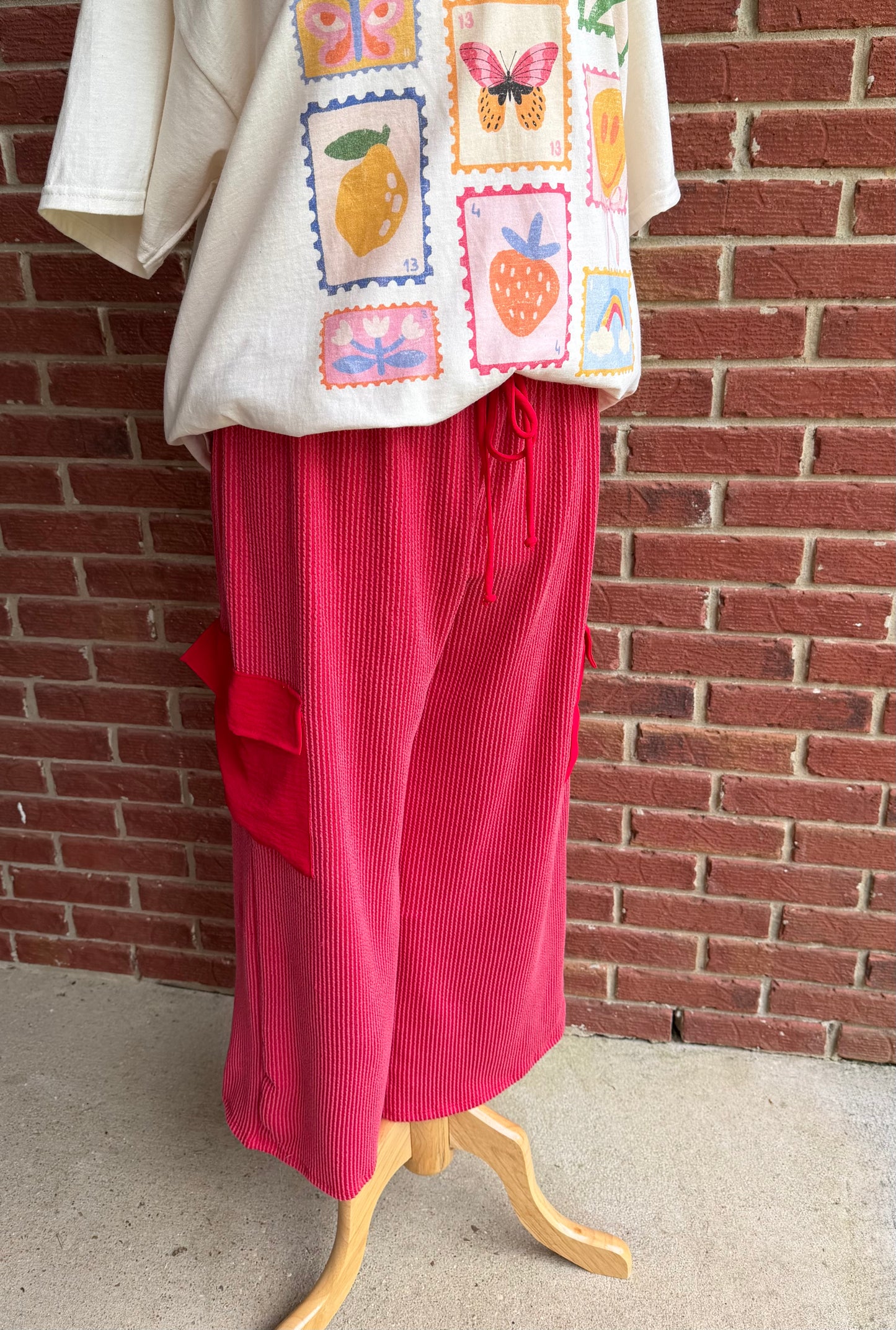 Red Ribbed Pants