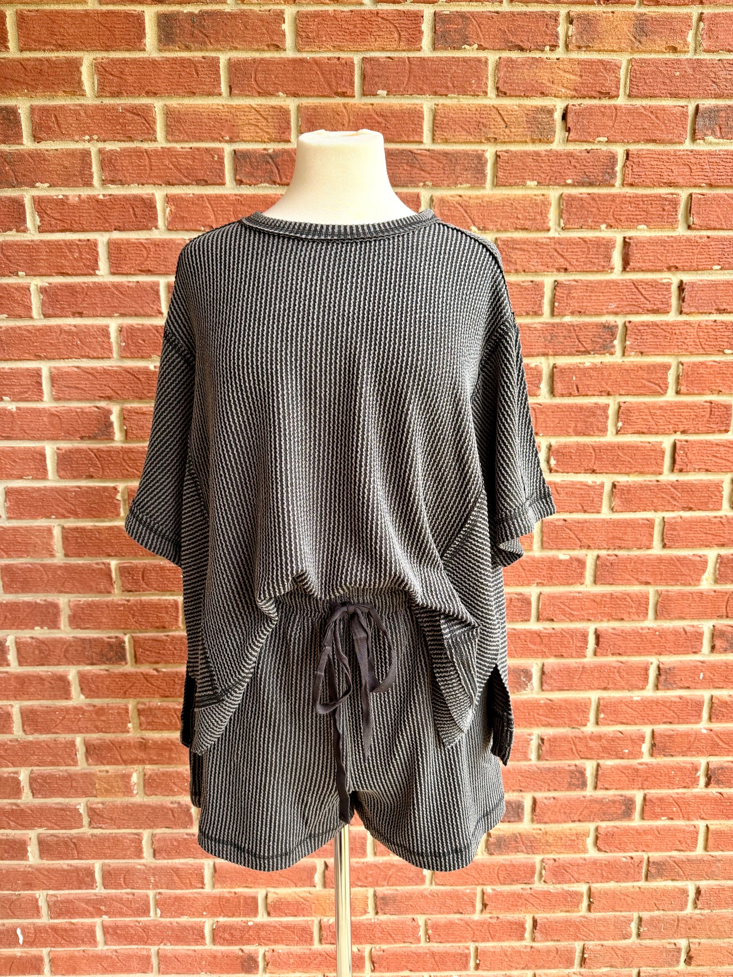 Ribbed Knit Comfy Top and Shorts Set
