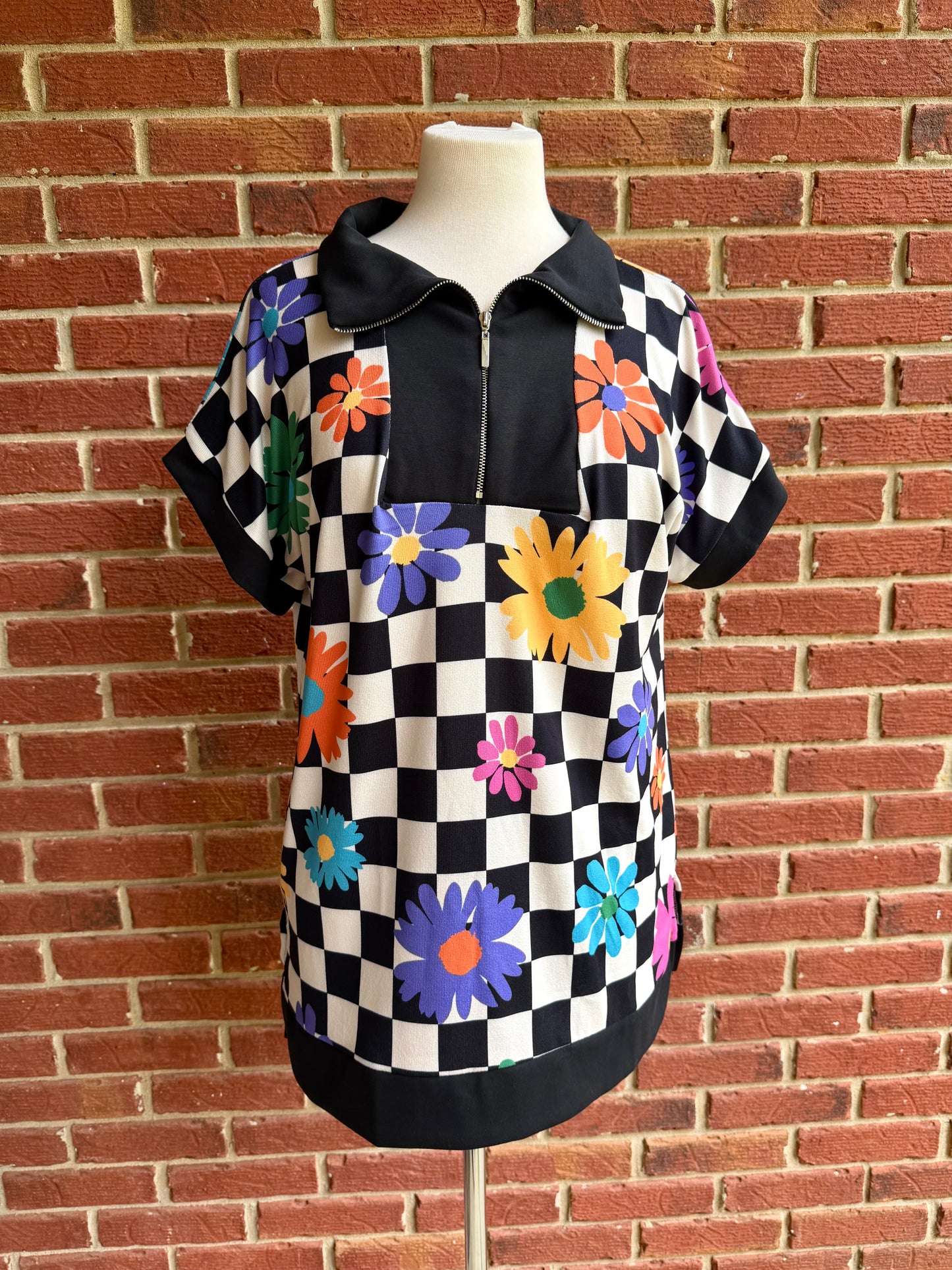 Floral Checkered Top