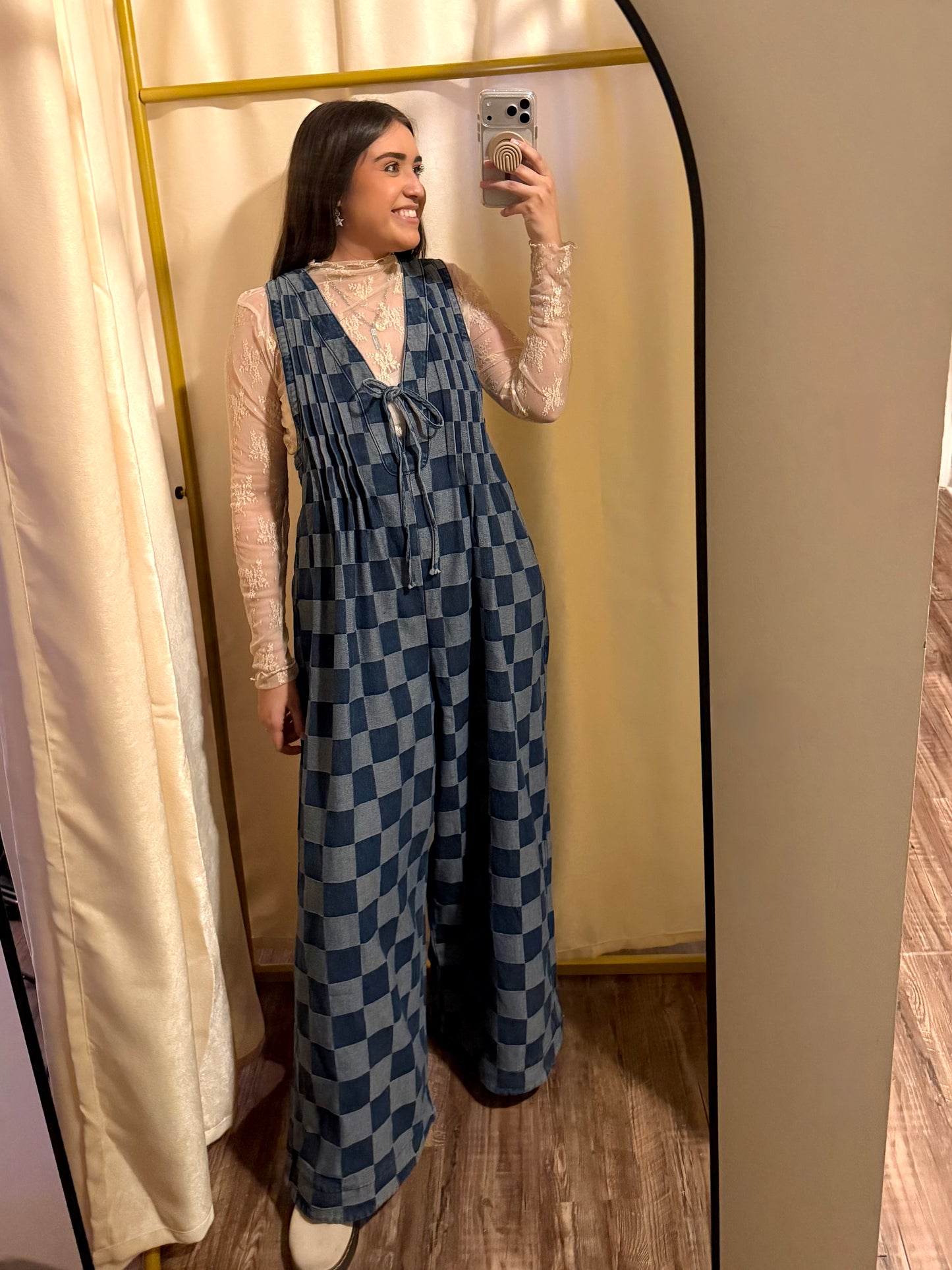 Denim Checkered Jumpsuit