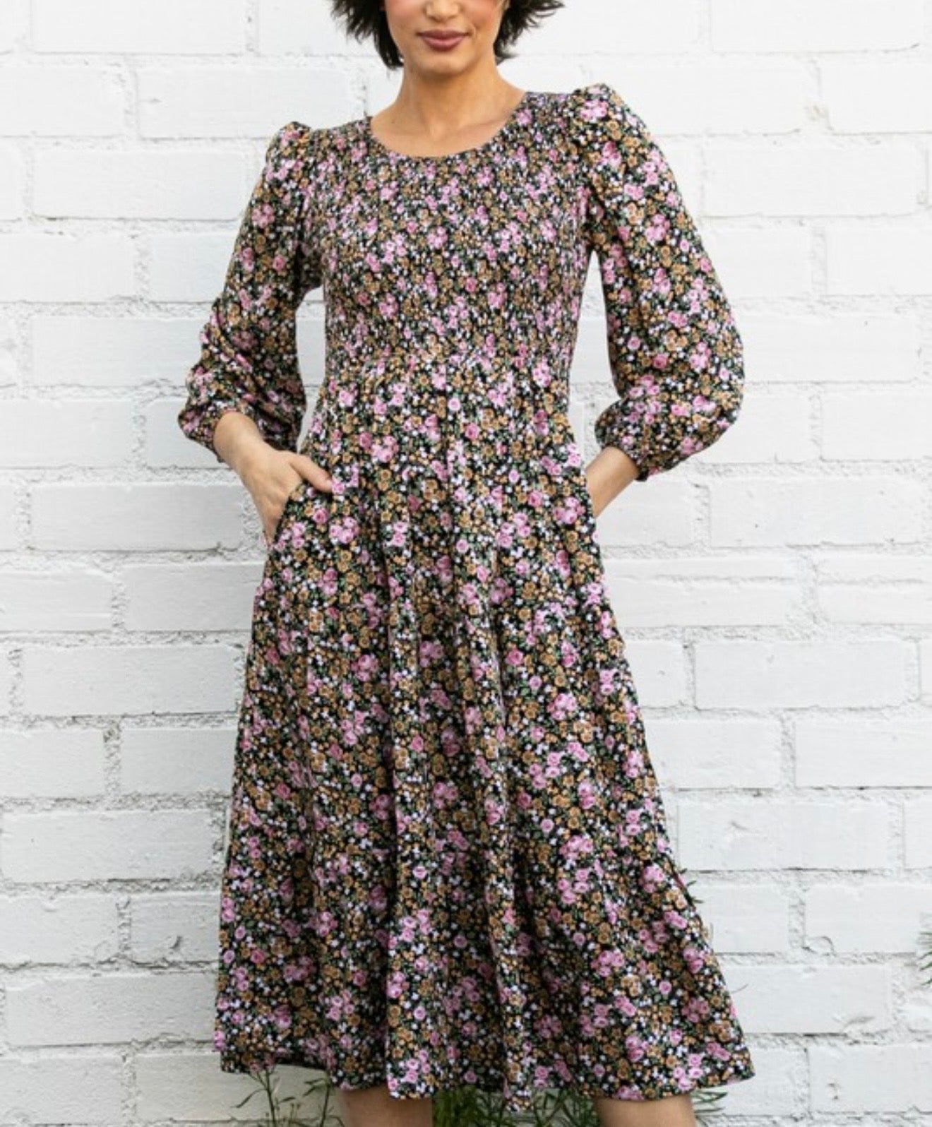 Floral Smocked Midi Dress