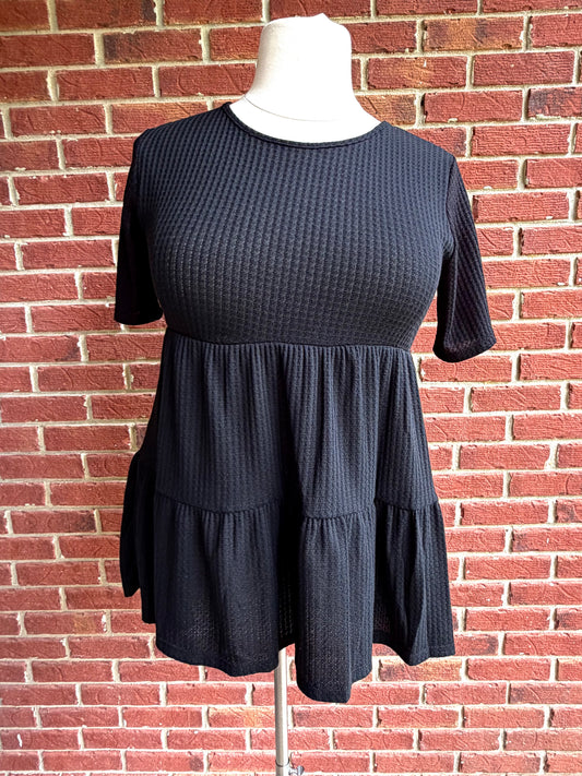 Plus Babydoll Waffle Knit Top
