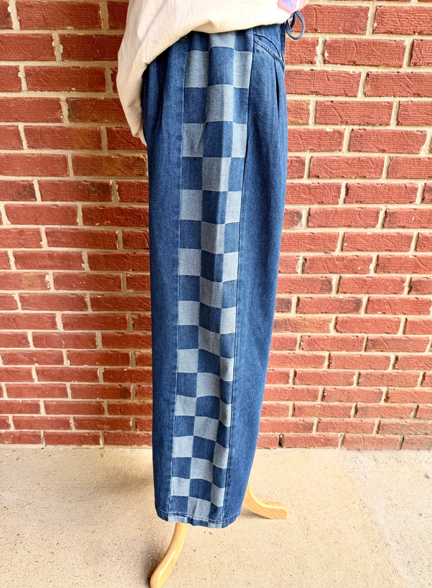 Denim Check Pants