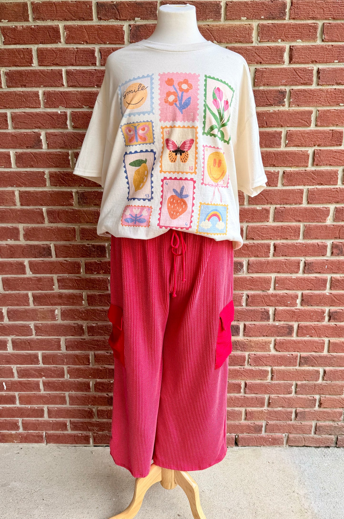 Red Ribbed Pants