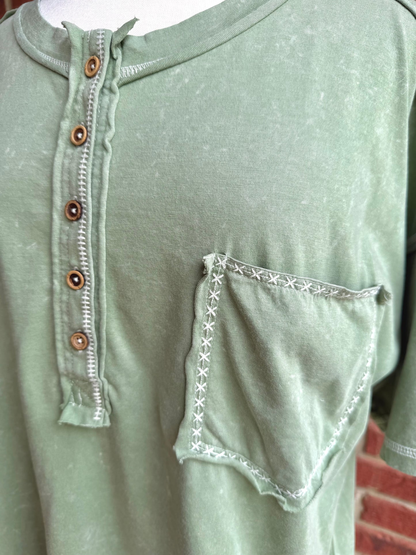 Oversized Sage Pocket Top