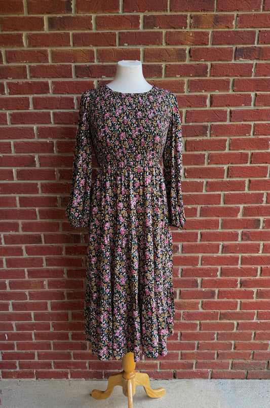 Floral Smocked Midi Dress