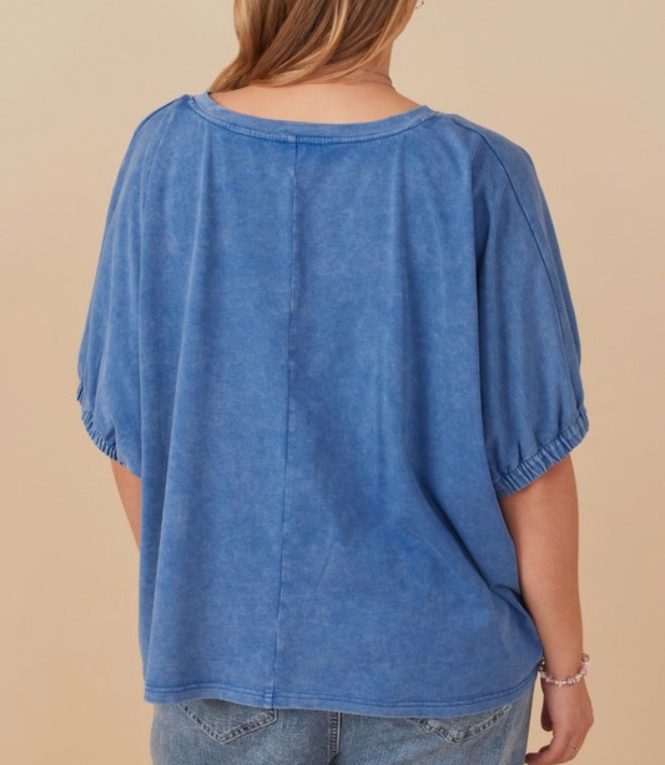 Plus Elastic Sleeve Top