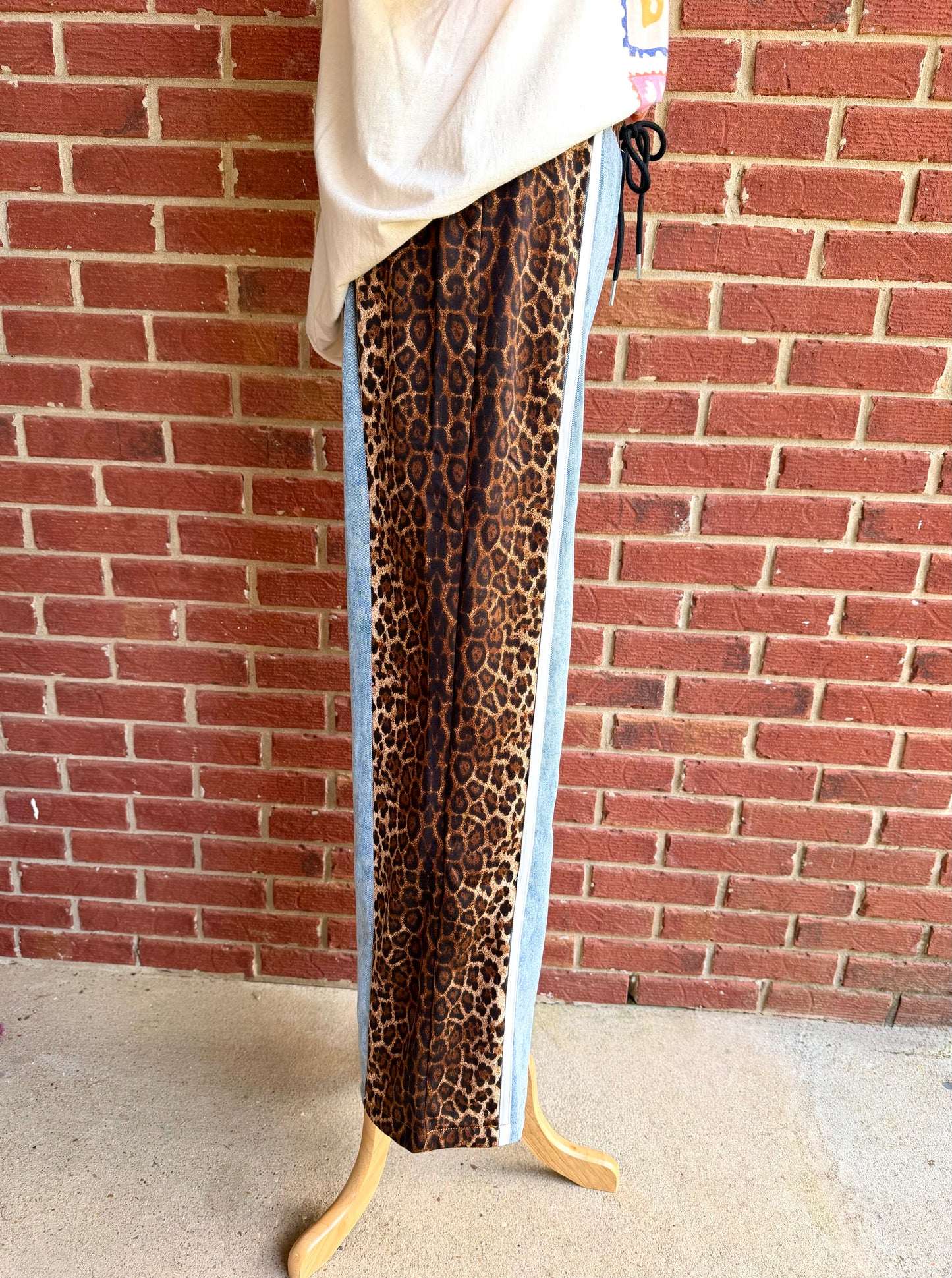 Denim Leopard Pants