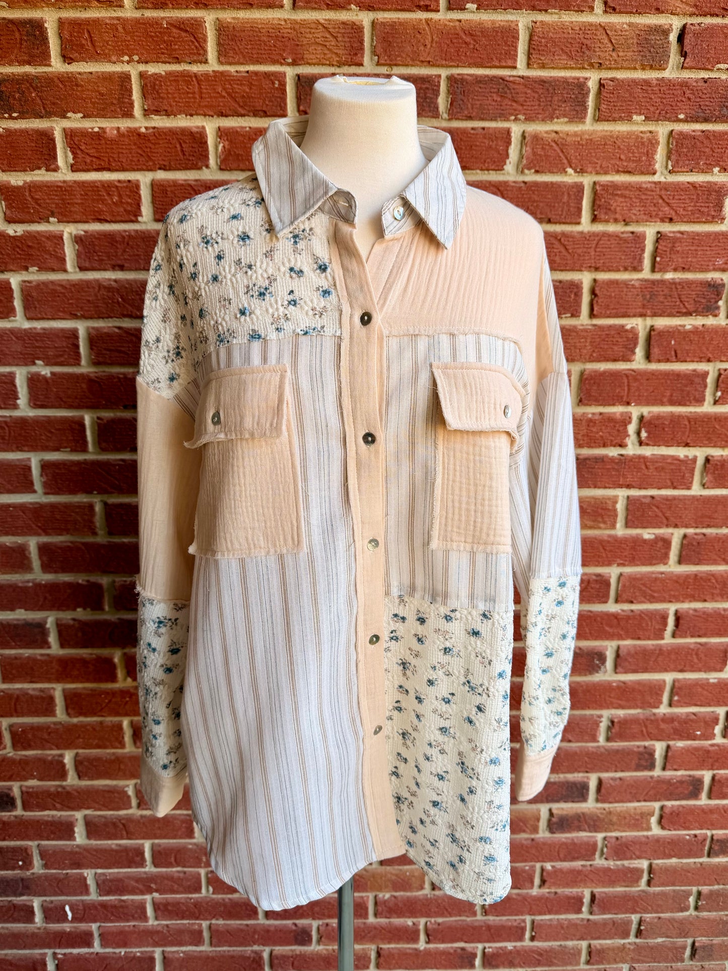 Oversized Floral and Stripe Shacket