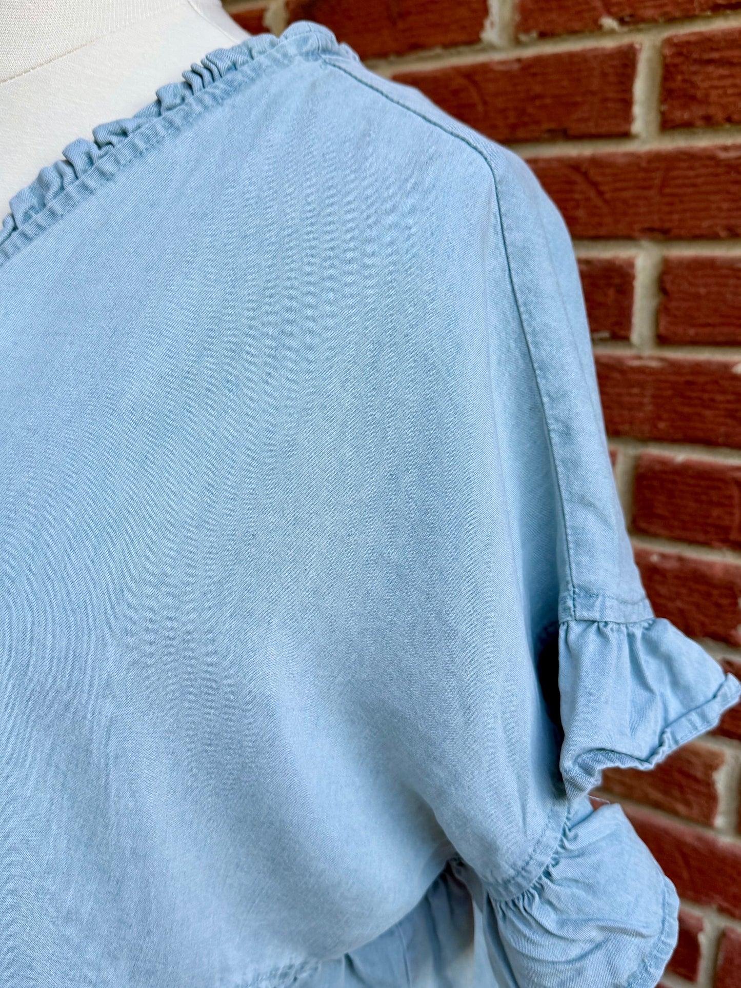Plus Tencel Ruffle Top