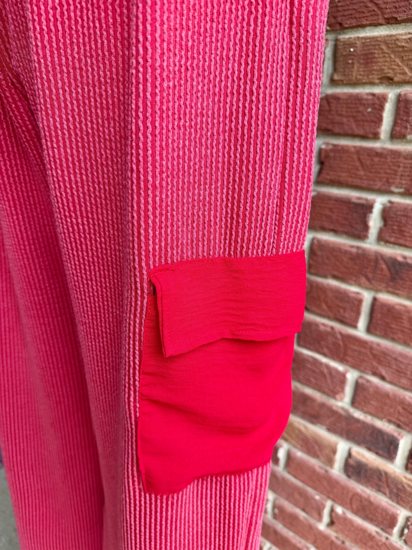 Red Ribbed Pants