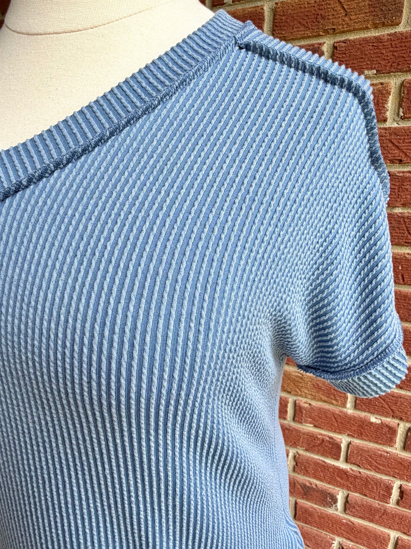 Plus Denim Blue Ribbed Dress