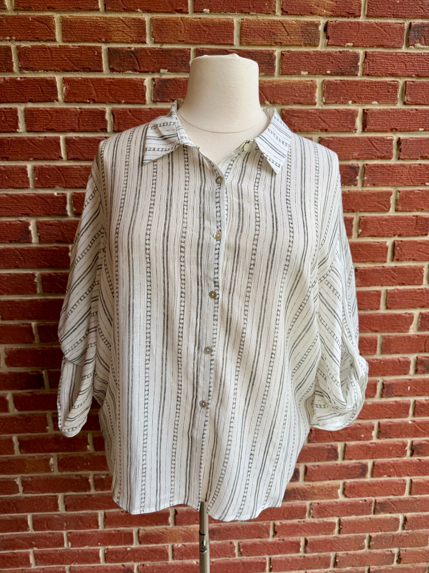 Plus Rolled Half Sleeve Stripe Top